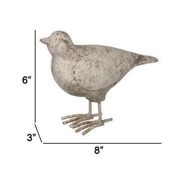 8 Inch Seagull Figurine Sculpture Cement Table Statue Weathered White By Casagear Home BM285084