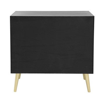 31 Inch Dresser Chest Cabinet 3 Drawers Woven Rattan Modern Black Gold By Casagear Home BM285092