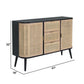 Dana 47 Inch Wood Sideboard Cabinet 3 Drawers Rattan Doors Modern Black By Casagear Home BM285106