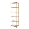 71 Inch Shelf, 6 Tier Design, 5 Glass Shelves, Iron Frame, Gold Finish By Casagear Home