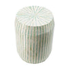 18 Inch Stool Table Modern Round Drum Design Capiz Shells Blue Finish By Casagear Home BM285125