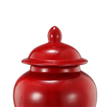 6 Inch Small Ginger Jar Lidded Porcelain Bell Shape Set of 3 Red By Casagear Home BM285146