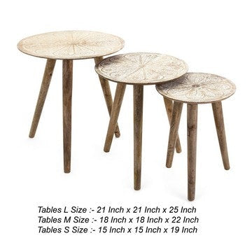 25 22 19 Inch 3 Piece Nesting Tables Mango Wood Splayed Legs Natural By Casagear Home BM285152