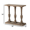 36 Inch Console Table Fir Wood Classical Turned Pedestal Base Gray By Casagear Home BM285154