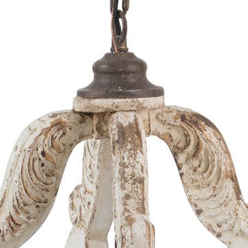 20 Inch 4 Light Wood Chandelier Classic Candelabra Style Vintage White By Casagear Home BM285176