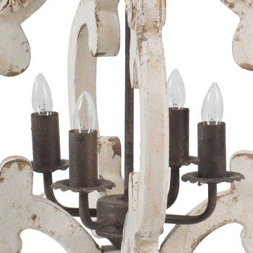 20 Inch 4 Light Wood Chandelier Classic Candelabra Style Vintage White By Casagear Home BM285176