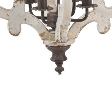 20 Inch 4 Light Wood Chandelier Classic Candelabra Style Vintage White By Casagear Home BM285176