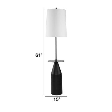 61 Inch Modern Floor Lamp Round Drum Shade Aluminum Frame White Black By Casagear Home BM285178