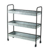 40 Inch Metal Rolling Cart, 3 Tier Shelves, Caster Wheels, Galvanized Gray By Casagear Home