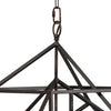 19 Inch 2 Light Chandelier Geometric Pattern Iron Frame Retro Black By Casagear Home BM285182