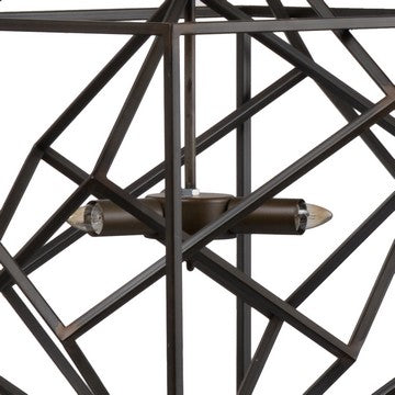 19 Inch 2 Light Chandelier Geometric Pattern Iron Frame Retro Black By Casagear Home BM285182