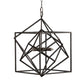 19 Inch 2 Light Chandelier, Geometric Pattern, Iron Frame, Retro, Black By Casagear Home