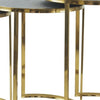 24 22 21 Inch Nesting Table Gold Stainless Steel Vegan Faux Leather Top By Casagear Home BM285183