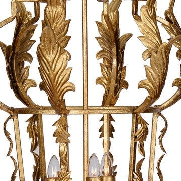 20 Inch Luxury Grade 3 Light Chandelier Acanthus Leaf Metal Gold Finish By Casagear Home BM285187