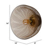 14 Inch Round Wall Mounted Lamp Iron Mesh and Hardware Gold Finished By Casagear Home BM285190