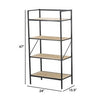 47 Inch Standing Bookshelf Modern 4 Tier Fir Wood Iron Black Brown By Casagear Home BM285196