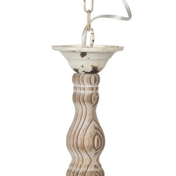 Kol 22 Inch Traditional 6 Light Chandelier Fir Wood Iron Antique White By Casagear Home BM285214