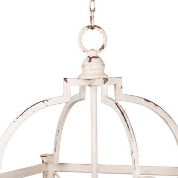 18 Inch Chandelier Birdcage Design Iron Farmhouse Weathered Antique White By Casagear Home BM285215