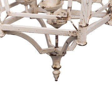 18 Inch Chandelier Birdcage Design Iron Farmhouse Weathered Antique White By Casagear Home BM285215