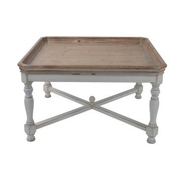 Fin 33 Inch Coffee Table Tray Top Rustic Fir Wood Antique White Brown By Casagear Home BM285220