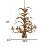 26 Inch 6 Light Chandelier Iron Cascading Leaves Vintage Classic Gold By Casagear Home BM285222