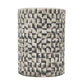 18 Inch Stool Table Ceramic Cylindrical Textured Geometry Outdoor Gray By Casagear Home BM285230