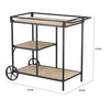 32 Inch Bar Cart 3 Tiers Fir Wood Shelves Iron Frame Black Brown By Casagear Home BM285235