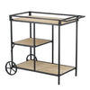 32 Inch Bar Cart, 3 Tiers, Fir Wood Shelves, Iron Frame, Black, Brown By Casagear Home