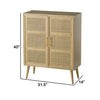 Dana 40 Inch Storage Cabinet Wood Frame 2 Shelves 2 Rattan Doors Brown By Casagear Home BM285261