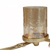 16 Inch 3 Pillar Candle Holder Aluminum Accented Frosted Glass Gold By Casagear Home BM285263