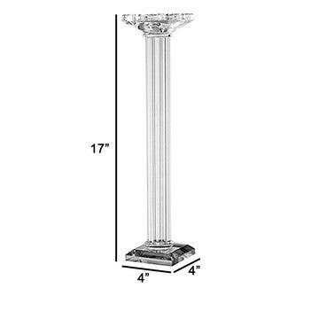 17 Inch Tall Pillar Candle Holder Glass Classic Clean Lined Finish Clear By Casagear Home BM285267