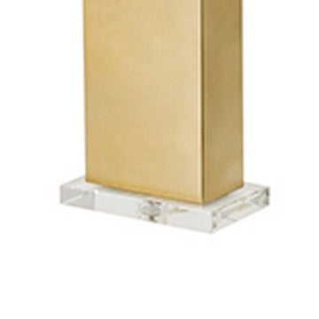 16 Inch Modern Table Lamp White Rectangular Shade Acrylic Base Gold By Casagear Home BM285280