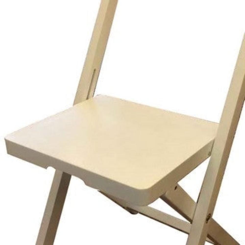 34 Inch Folding Chair High Quality Metal Frame and Angled Legs Beige By Casagear Home BM285325