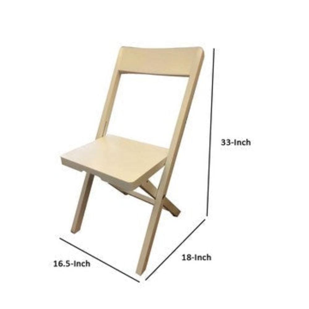 34 Inch Folding Chair High Quality Metal Frame and Angled Legs Beige By Casagear Home BM285325