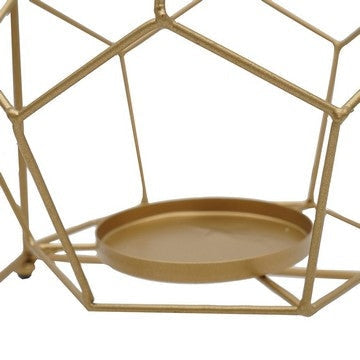 22 Inch Iron Candle Holder Modern Geometric Accent Hanging Design Gold By Casagear Home BM285353