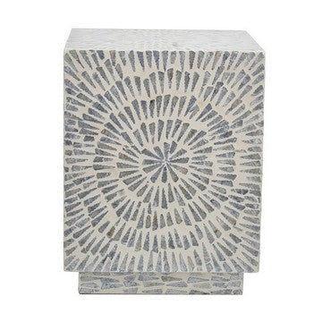 18 Inch Modern Capiz Accent Table Stool Square Gray Starburst Pattern By Casagear Home BM285362