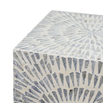 18 Inch Modern Capiz Accent Table Stool Square Gray Starburst Pattern By Casagear Home BM285362