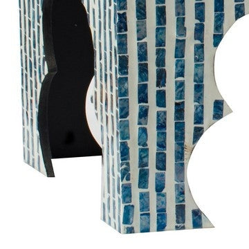 Lez 18 20 Inch Capiz Accent Table Stool Set of 2 Blue White Mosaic Look By Casagear Home BM285364