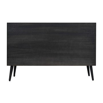 Dana 47 Inch TV Media Entertainment Center Pine Wood Rattan Doors Black By Casagear Home BM285375