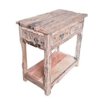 32 Inch Rustic Kitchen Island Table, 2 Drawers, Distressed White Wood By Casagear Home