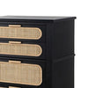 Dana 46 Inch Tall Dresser Chest Pine Wood Woven Rattan 5 Drawers Black By Casagear Home BM285390