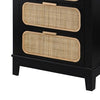 Dana 46 Inch Tall Dresser Chest Pine Wood Woven Rattan 5 Drawers Black By Casagear Home BM285390