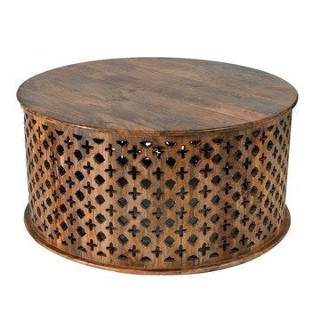 35 34 Inch Coffee Table Set of 2 Mango Wood Lattice Design Brown By Casagear Home BM285392