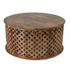 35 34 Inch Coffee Table Set of 2 Mango Wood Lattice Design Brown By Casagear Home BM285392