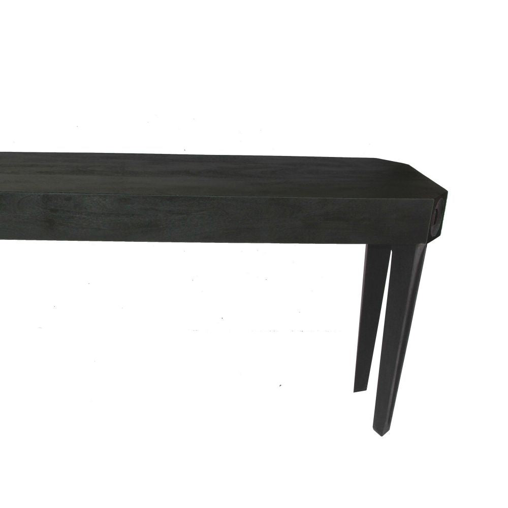 84 Inch Console Sideboard Table Classic Acacia Wood Frame in Black Finish By Casagear Home BM285396