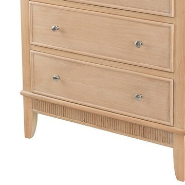 46 Inch Tall Dresser Chest Pine Wood 5 Drawers Textured Natural Brown By Casagear Home BM285403