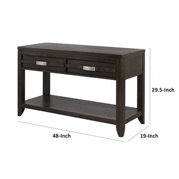 Joni 48 Inch Side Console Table Acacia Wood 2 Drawer 1 Shelf Espresso By Casagear Home BM285421