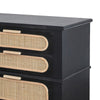 Dana 52 Inch Chest Cabinet Pine Wood and Woven Rattan 8 Drawers Black By Casagear Home BM285425