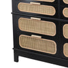 Dana 52 Inch Chest Cabinet Pine Wood and Woven Rattan 8 Drawers Black By Casagear Home BM285425