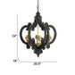 Aki 21 Inch Carved Wood Chandelier 6 Lights Vintage Classic Black Gold By Casagear Home BM285442